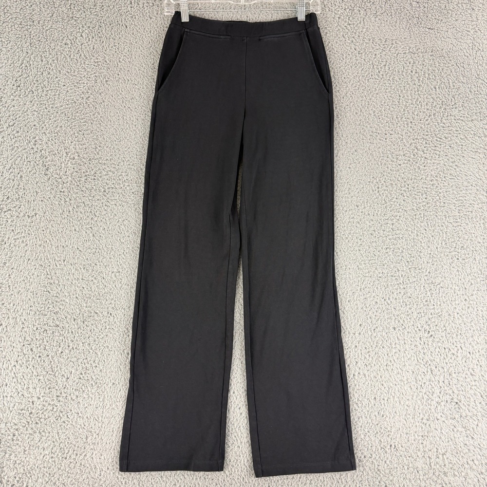 Saint + Sofia Wide Leg Pants Women's 4 Black Organic Cotton Stretch Trousers